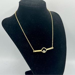 Vintage 1990s new old stock gold geometric bar necklace rhinestone